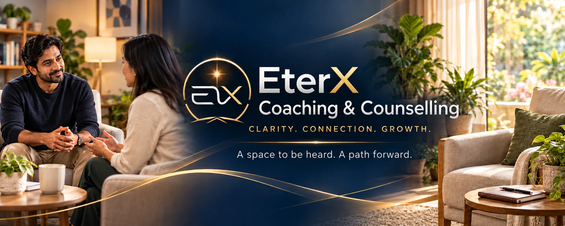 EterX Coaching & Counselling — Clarity. Connection. Growth. A space to be heard. A path forward.